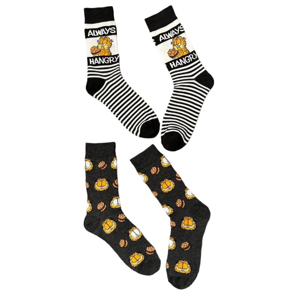 Men's Garfield Novelty Socks - 2 Pairs - US Men's 6-12